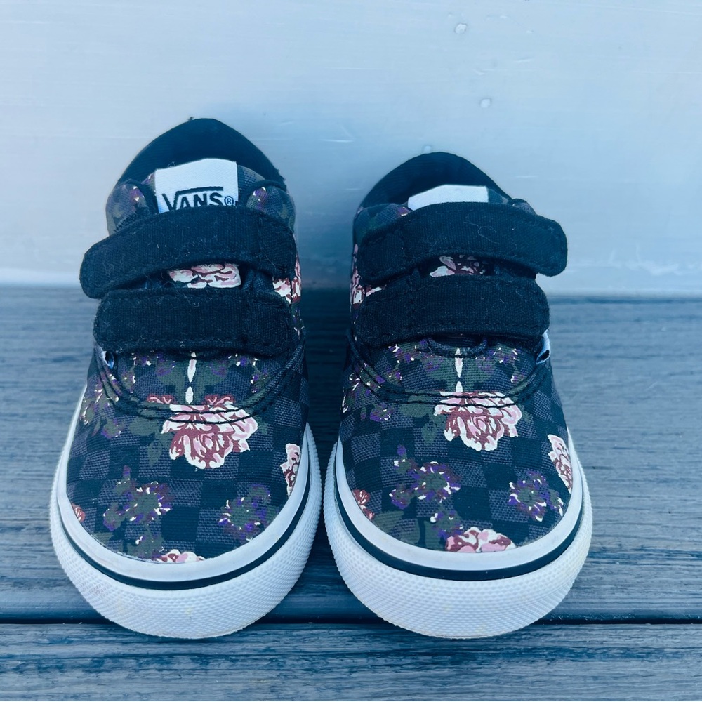 Vans - toddler size 5 - Black with pink flowers